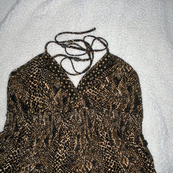 Guess like new Organic African print backless top with hand beaded accents. - Picture 5 of 7